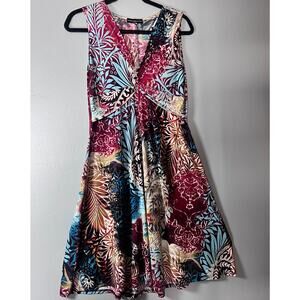 Summer’s Collection Size M Hawaiian Floral Twist Front A-Line Dress Vacation